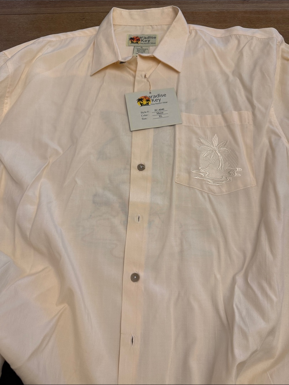 Men's Cream Embroidered Short-Sleeve Button-Down Shirt